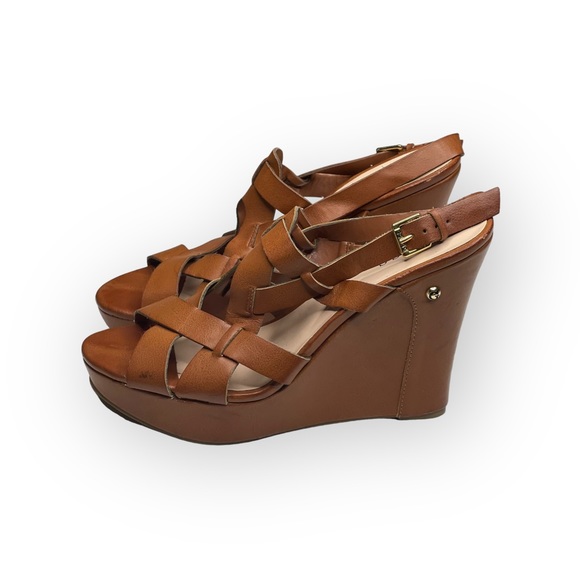 Guess ❤︎ Marini Strappy Platform Wedge Sandals ❤︎ Saddle Vegan Leather ❤︎ 10M - Picture 6 of 16